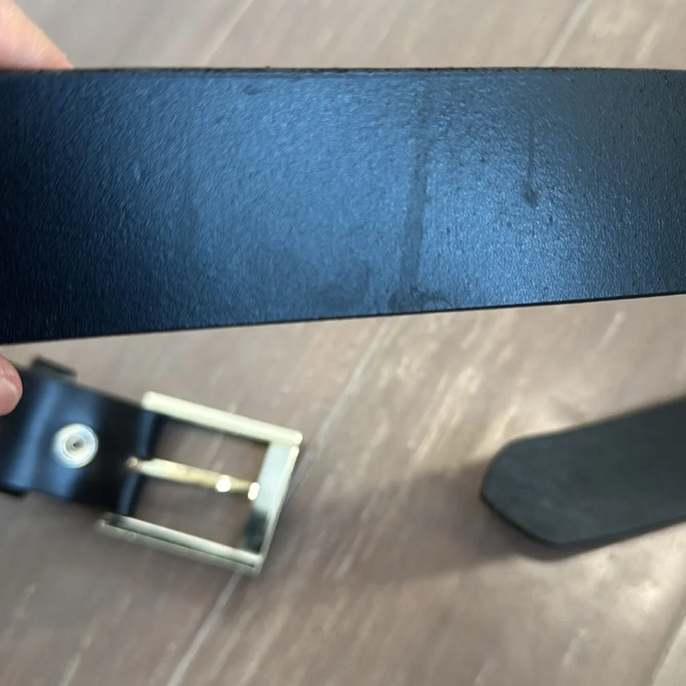 Black Genuine Leather Belt size 32 silver buckle classic office casual unisex